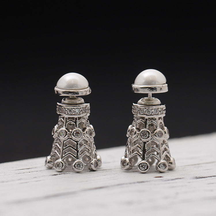 925 silver needle badminton earrings