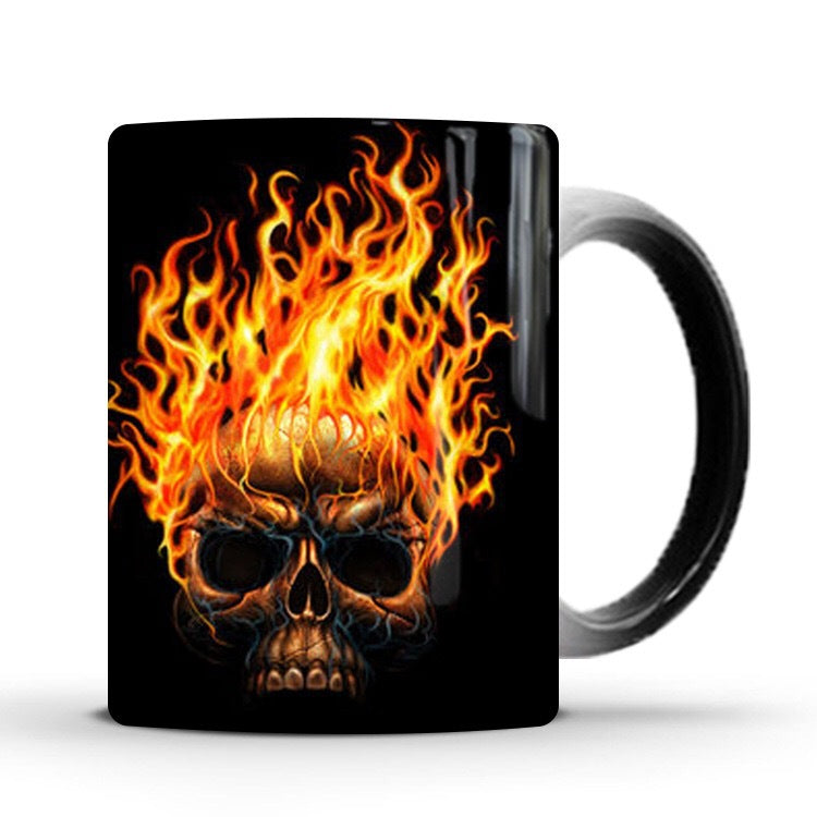 Flame Skull Thermal Color-Changing Ceramic Coffee Cup