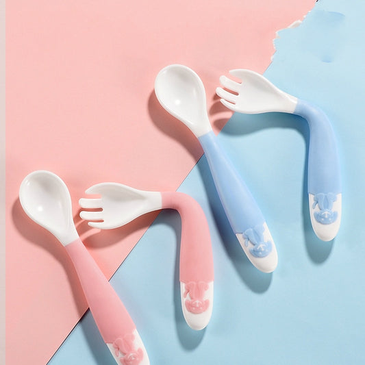 Children's twisted fork spoon set