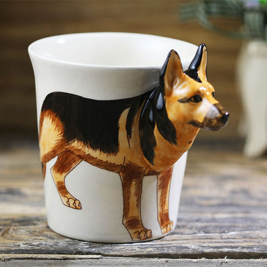 Thai Hand Painted German Shepherd Ceramic Cup