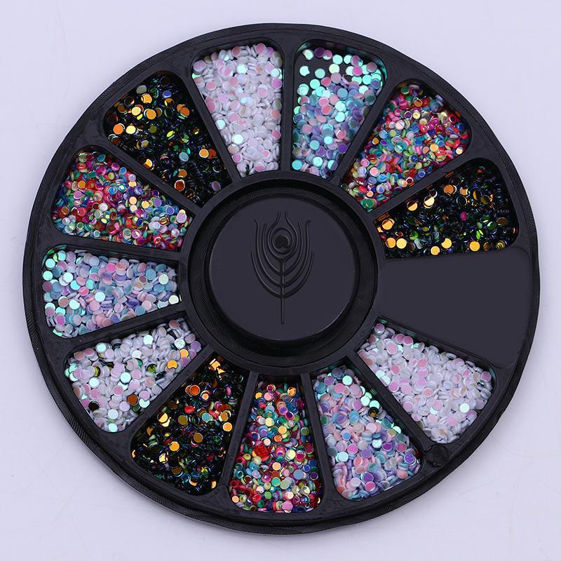 Color 12 Grid Mixed Disc Nail Sequins