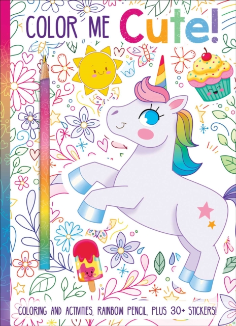 Color Me Cute Coloring Book with Rainbow Pencil
