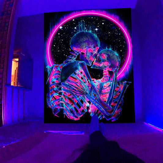 Fluorescent Skull tapestry