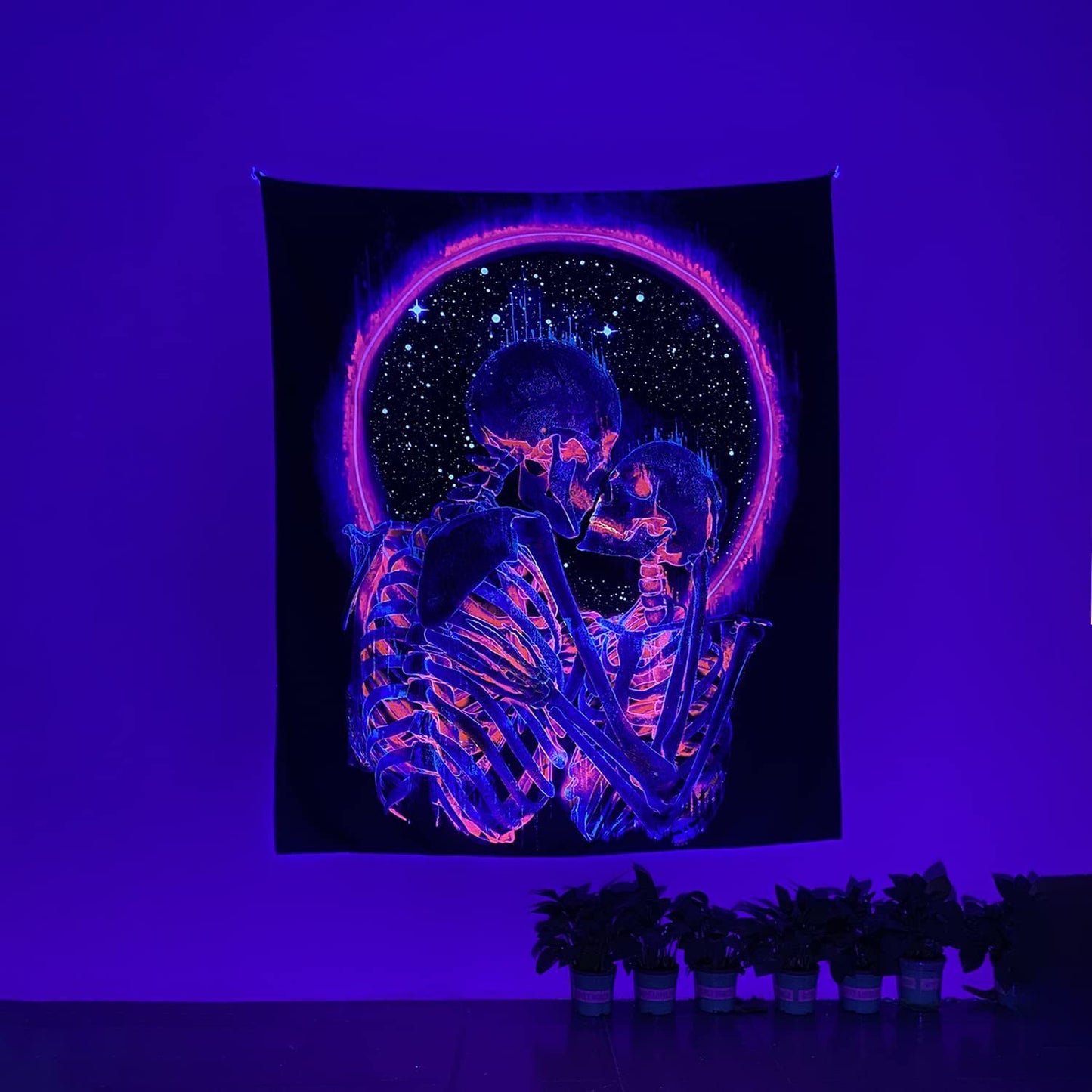 Fluorescent Skull tapestry