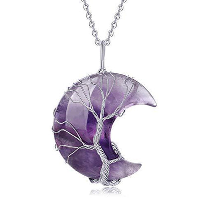 Purple Crystal Moon Pendant